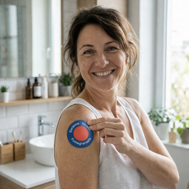Kvinna som applicerar plåstret